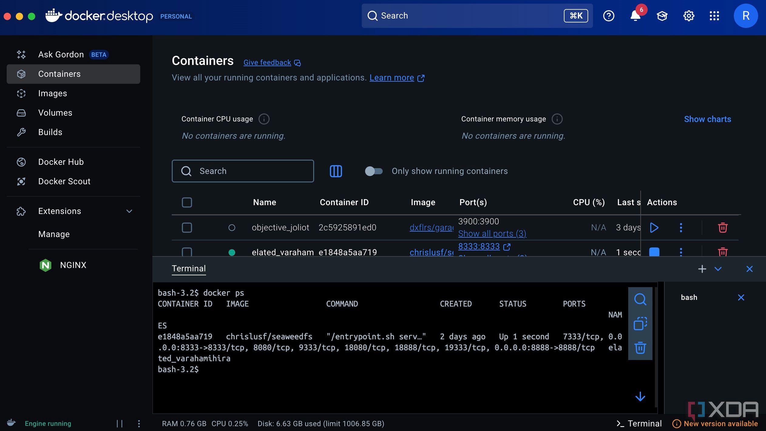 docker ps command