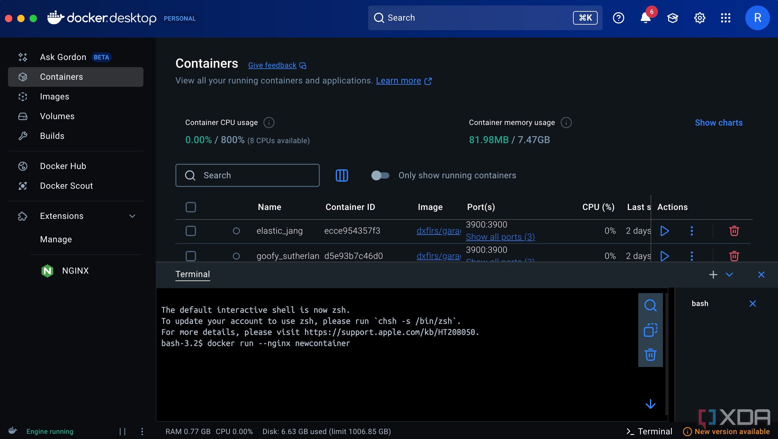 docker run rename command