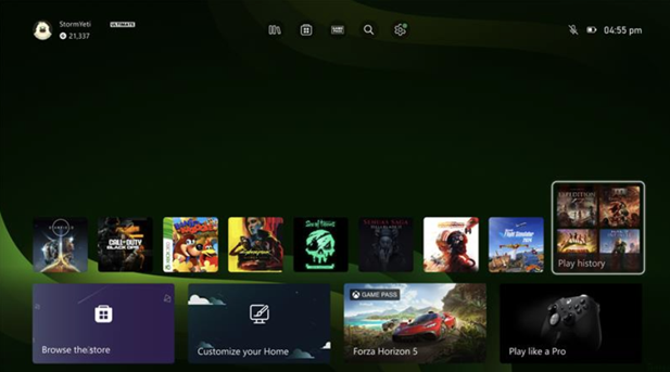 The feature on a console UI.