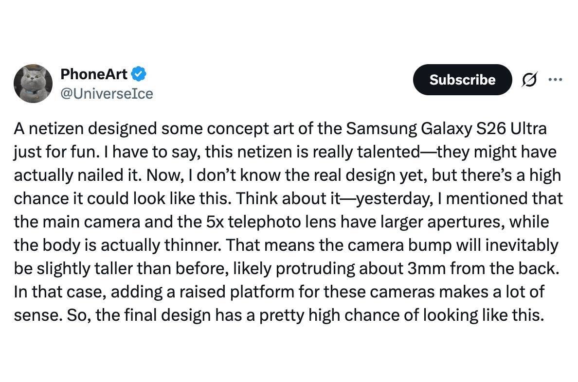 Galaxy S26 Ultra design