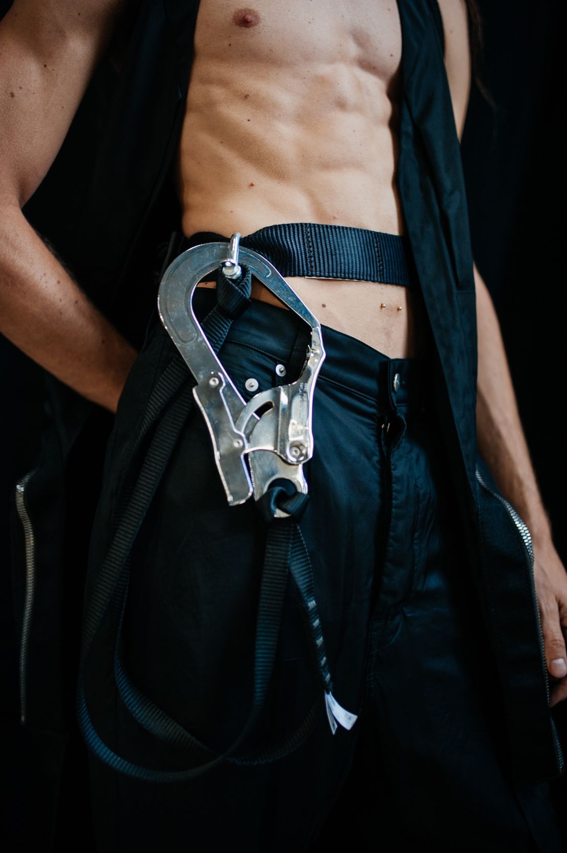 Harnesses were a key element of Rick Owens' Spring-Summer 2026 collection.