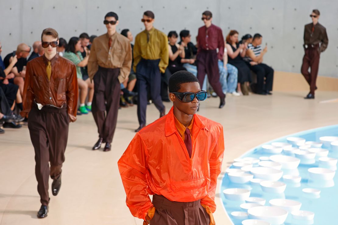 Saint Laurent creative director Anthony Vaccarello turned back time, looking at the iconic queer summer hotspot Fire Island in the 1970s for his inspiration.