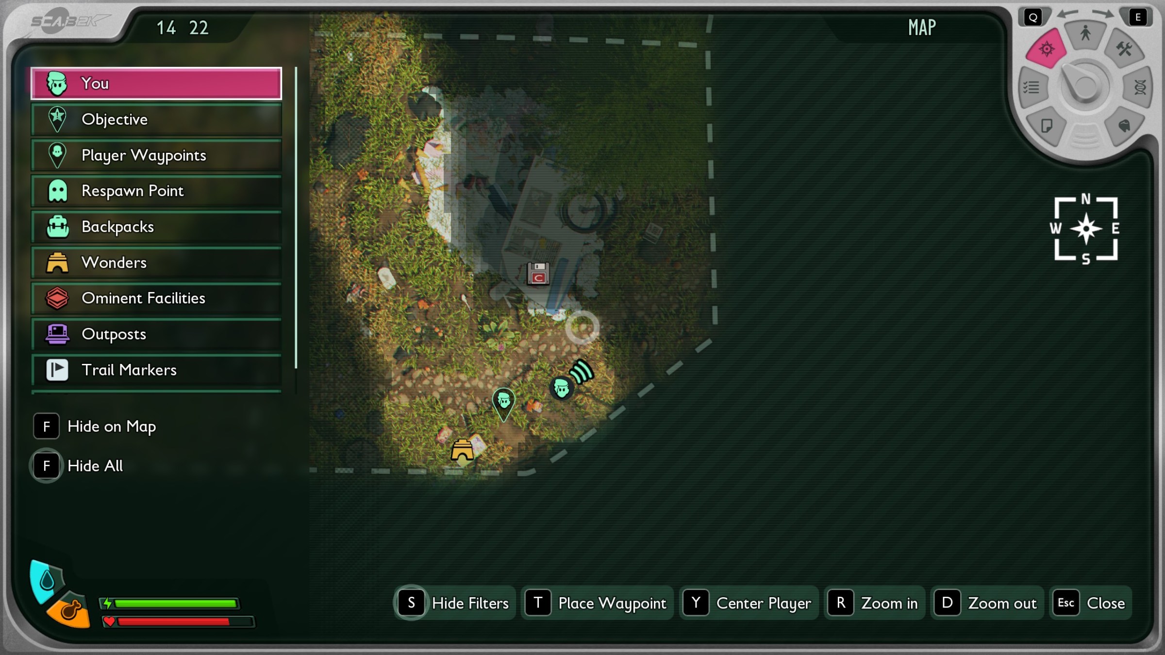 A map image showing where to find blueberries in Grounded 2