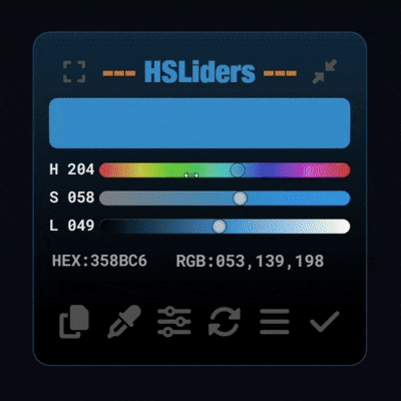 An animation showing the use cases for the HSLiders Rainmeter skin