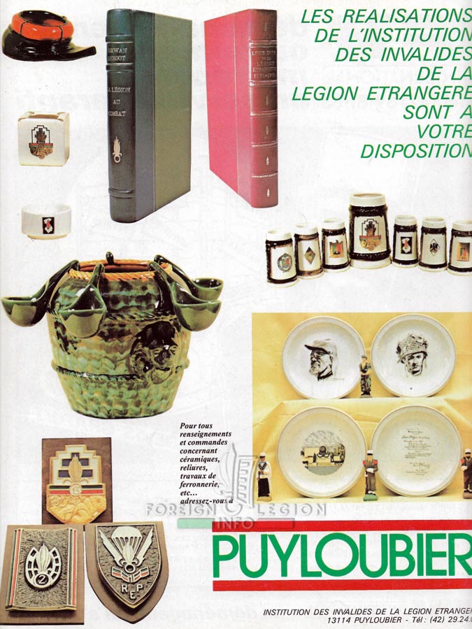 IILE products in Képi Blanc, February 1985 Photos - Foreign Legion - IILE - Veterans - products - advertisement - 1985