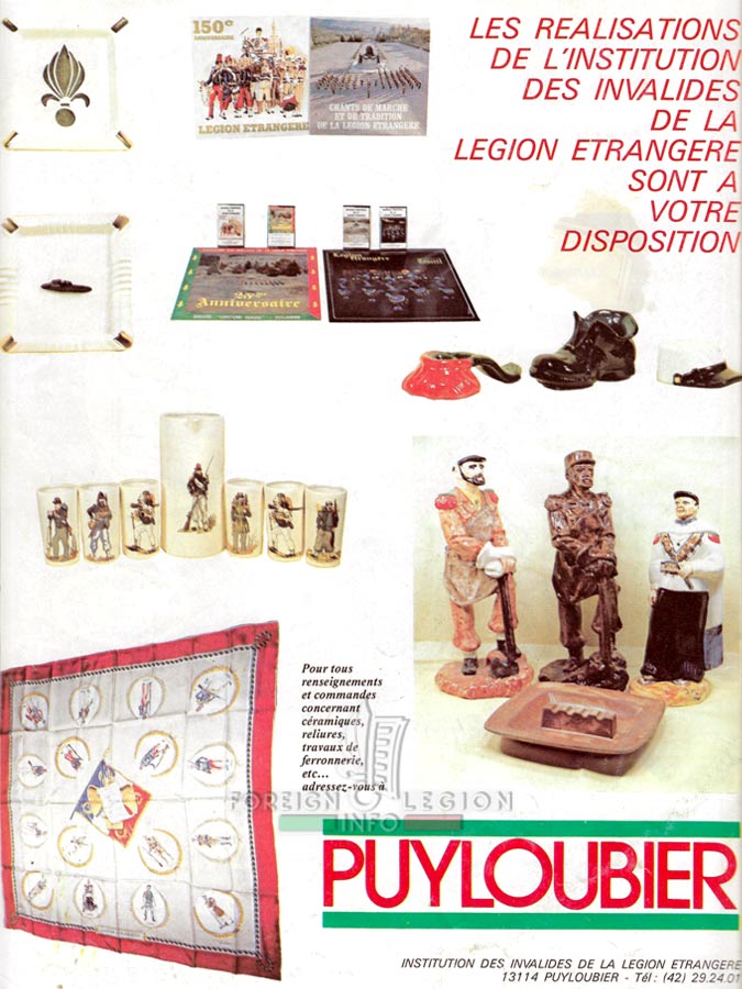 IILE products in Képi Blanc, January 1985 Photos - Foreign Legion - IILE - Veterans - products - advertisement - 1985