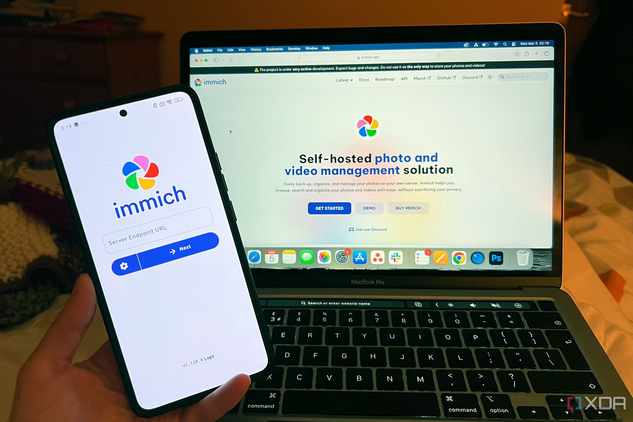 Immich on Android phone and Macbook laptop