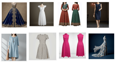 Here are a few dress images we will use in this demo to generate embeddings.