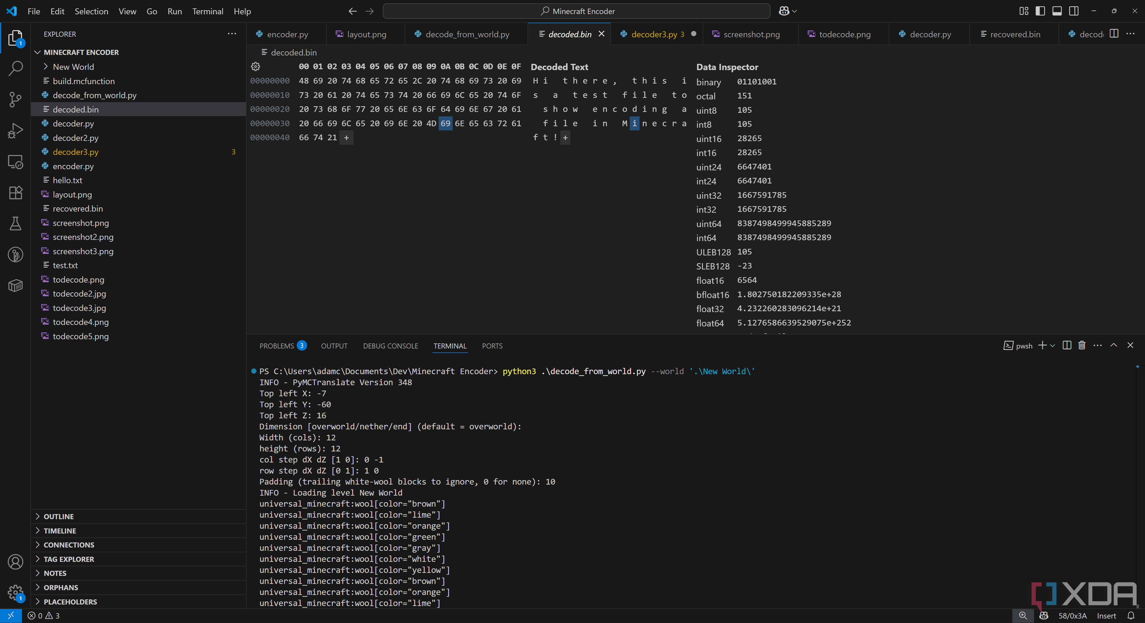 Minecraft decoded.bin in hexeditor