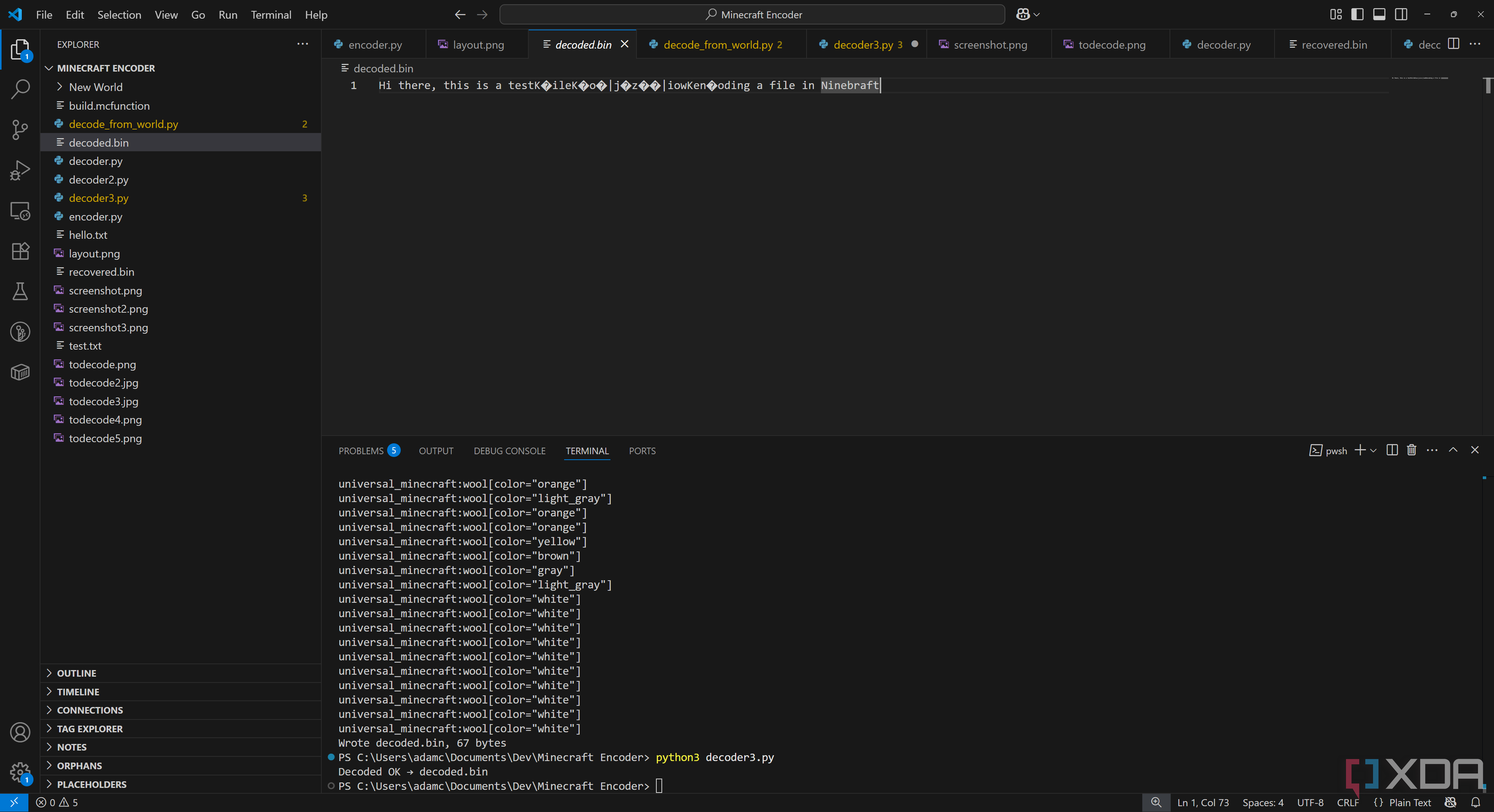 Failed decode from a screenshot using OCR in Minecraft