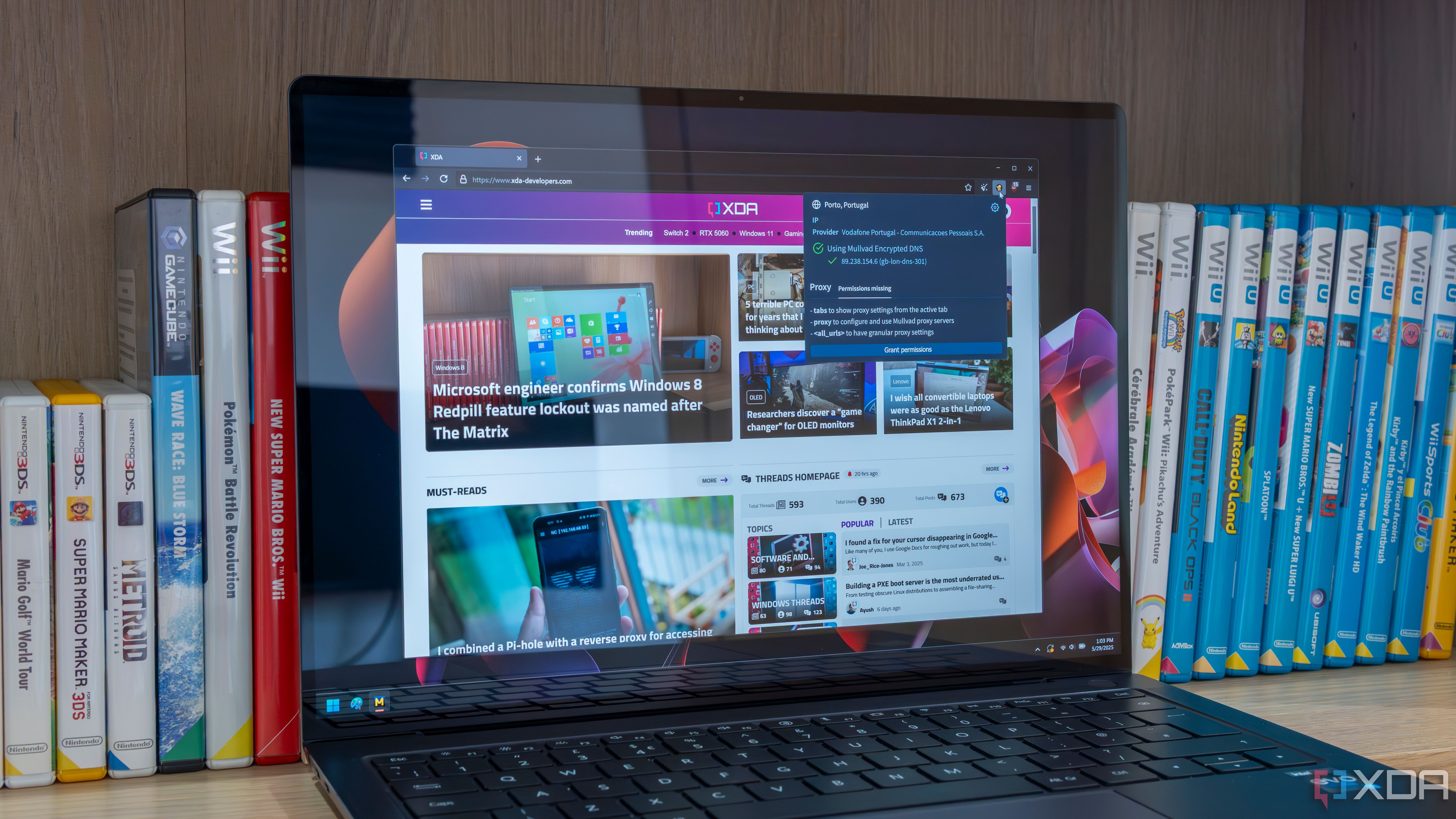 A Windows 11 laptop running Mullvad Browser