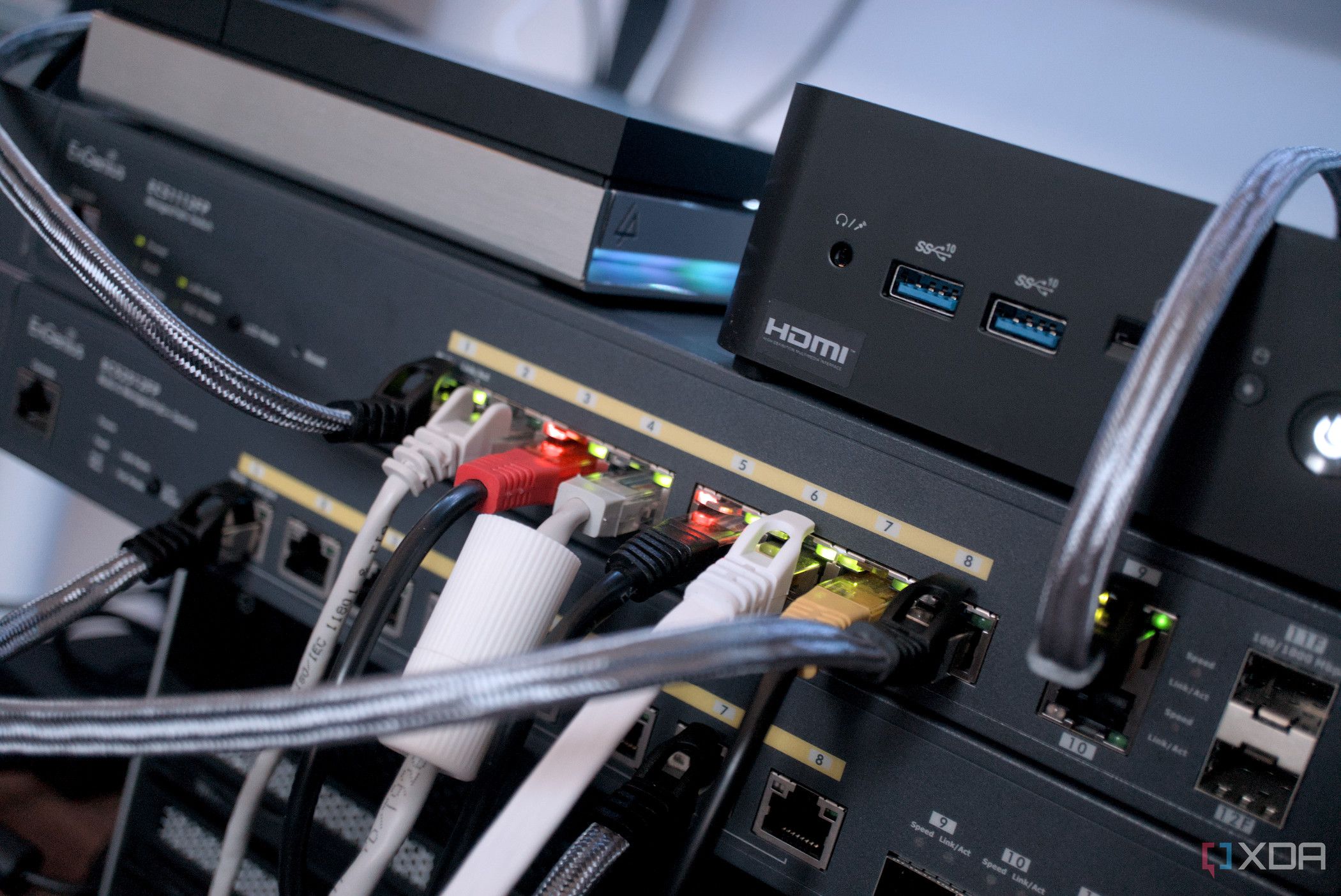 A Network switch with a NAS and a router