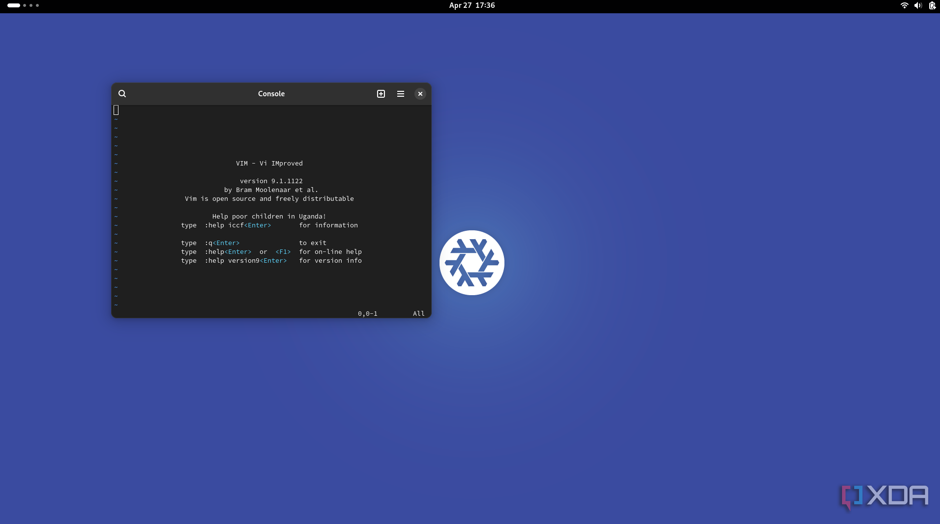 Screenshot showing nixos console