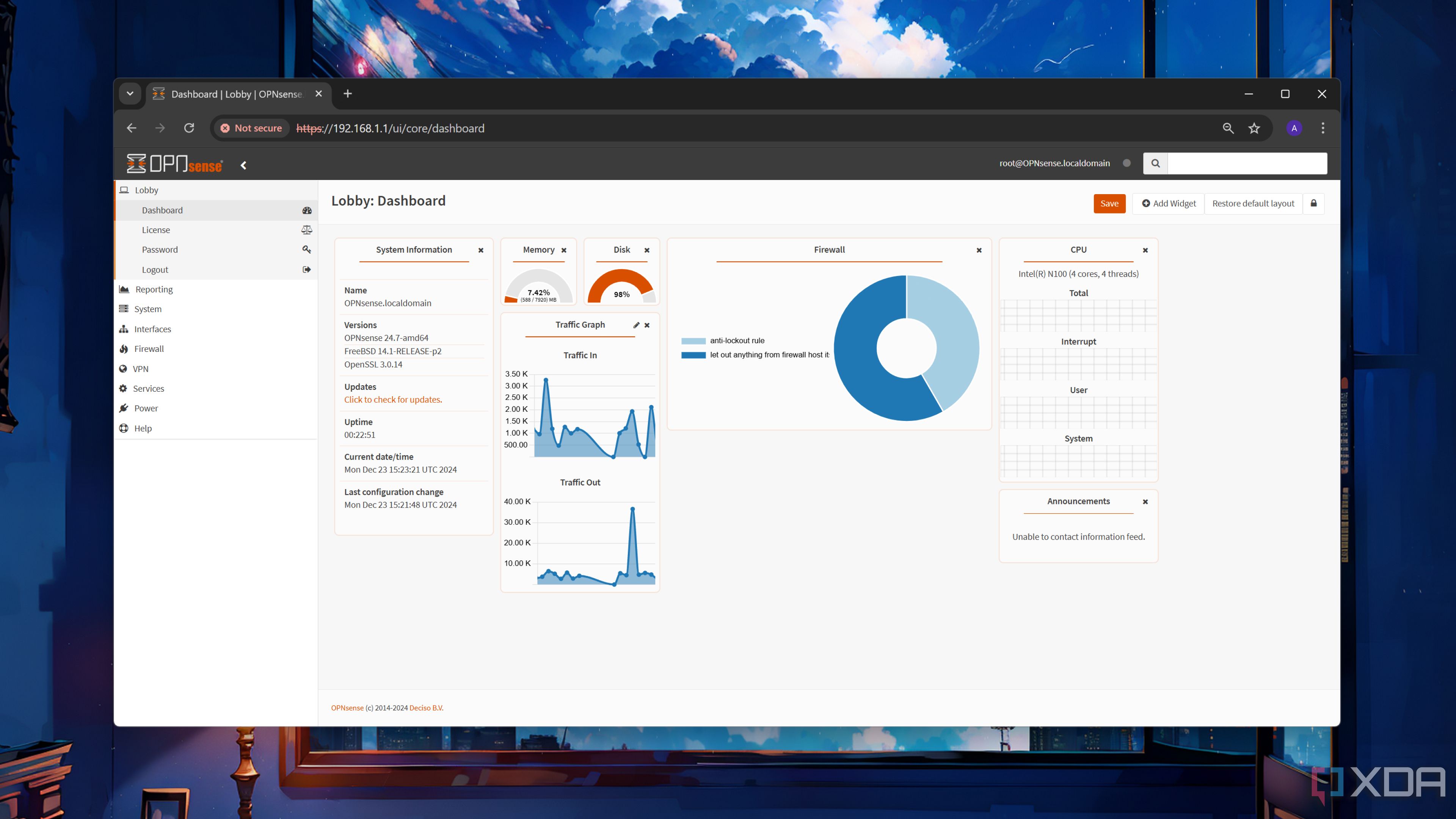 The OPNsense Dashboard