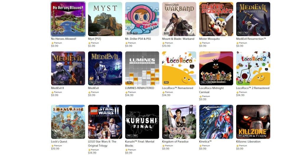 PlayStation Classics Catalogue