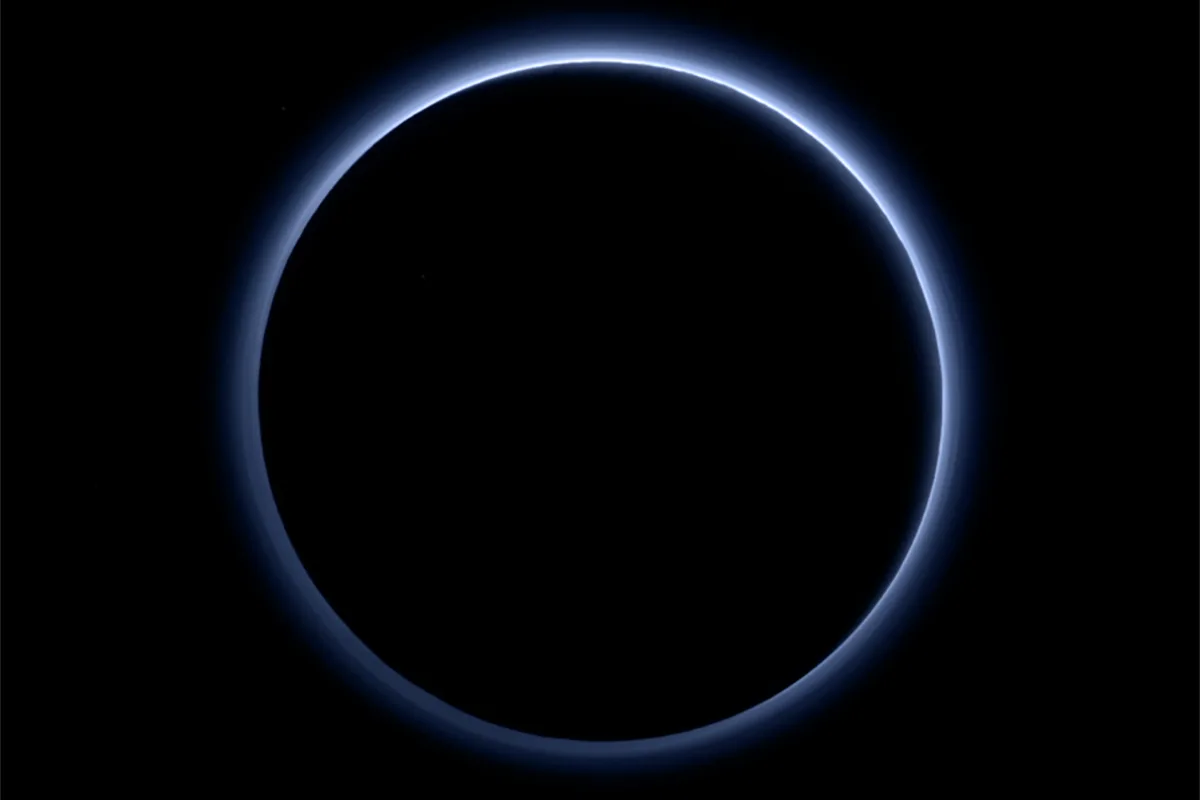 Pluto’s blue haze layer captured by the New Horizons Ralph/Multispectral Visible Imaging Camera (MVIC). Credit: NASA/JHUAPL/SwRI
