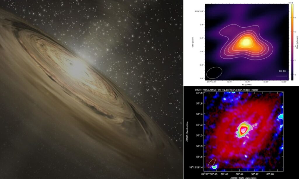 dust and tiny grains in a protoplanetary disc