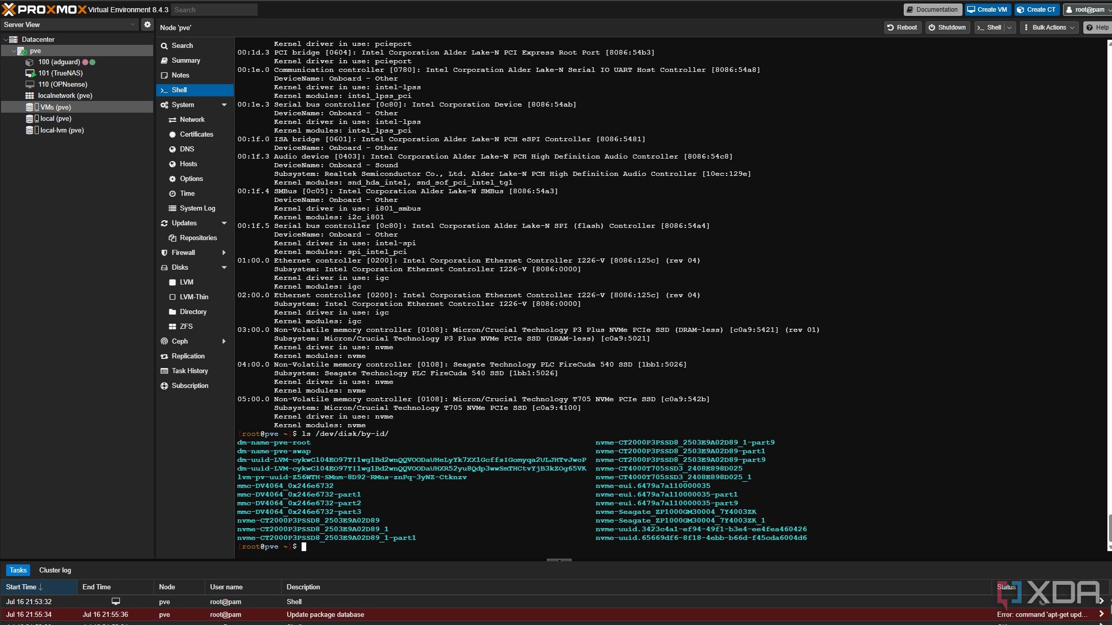 proxmox cli disks command