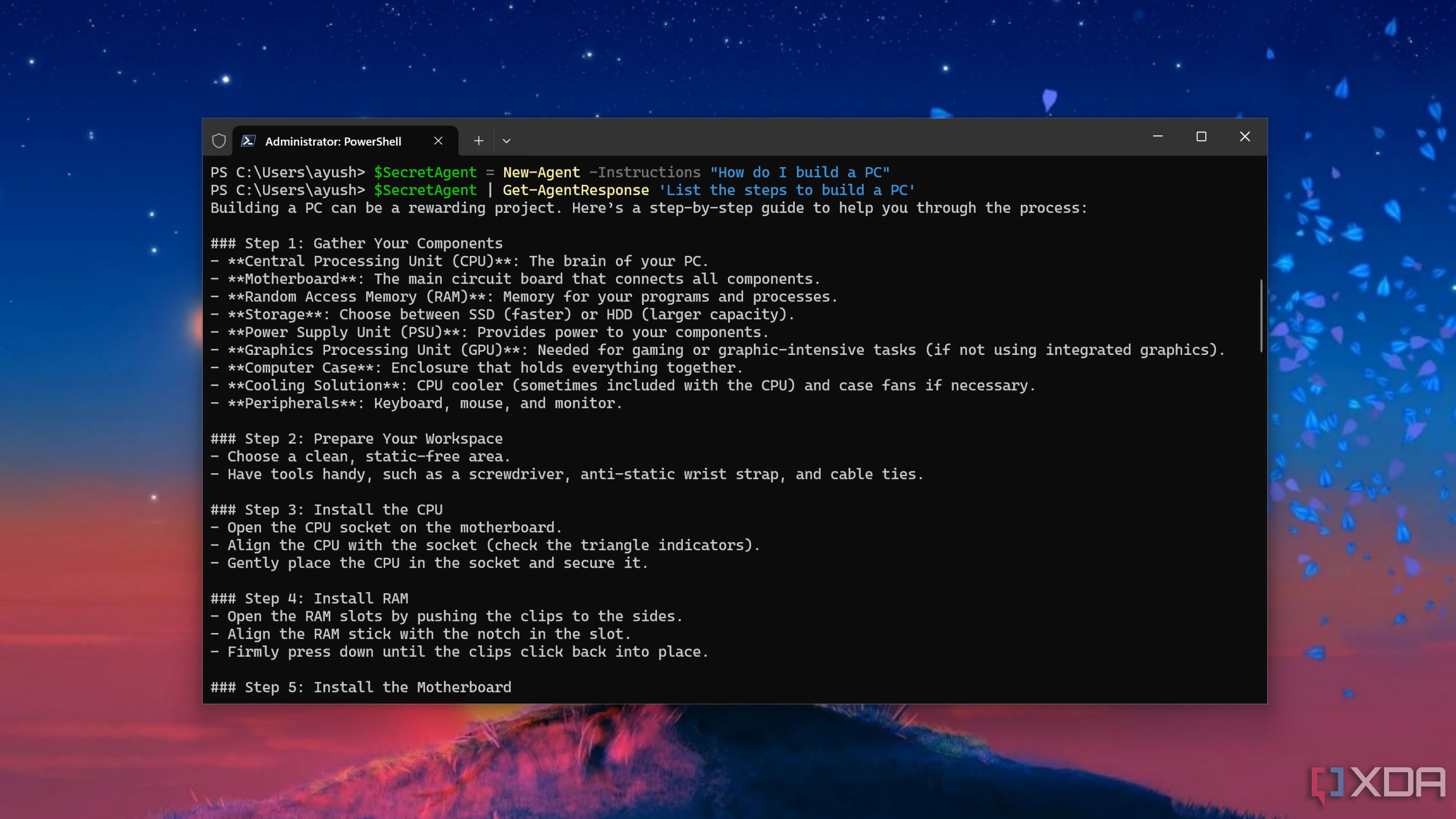 Running the PSAI module in PowerShell