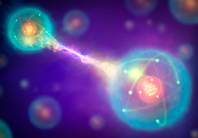 artist impression atoms entangled