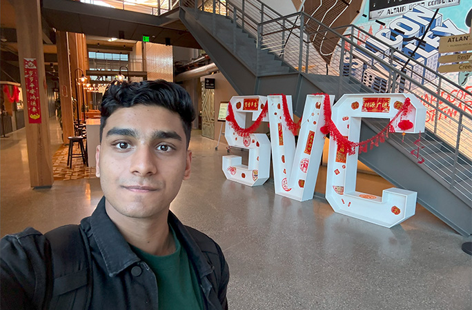 Rayyan taking selfie in Silicon Valley office