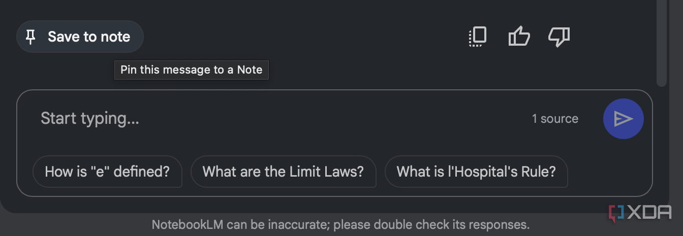 Save to note button in NotebookLM