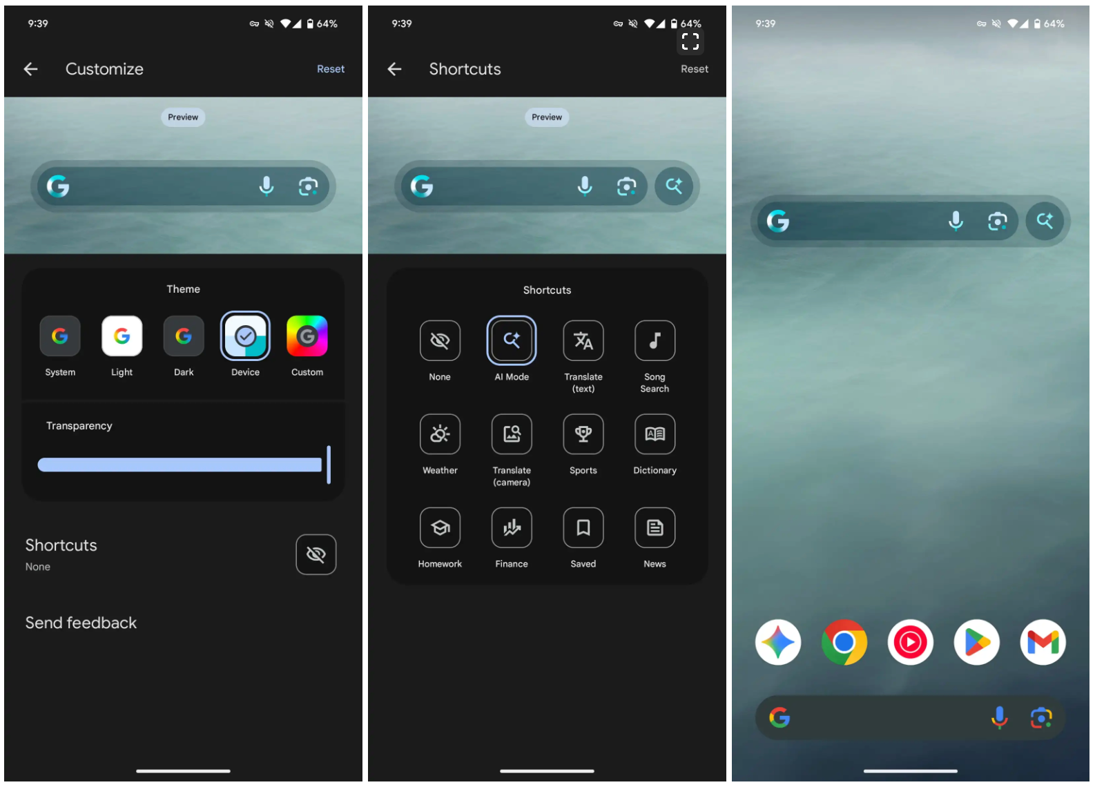 Google Search Widget AI mode