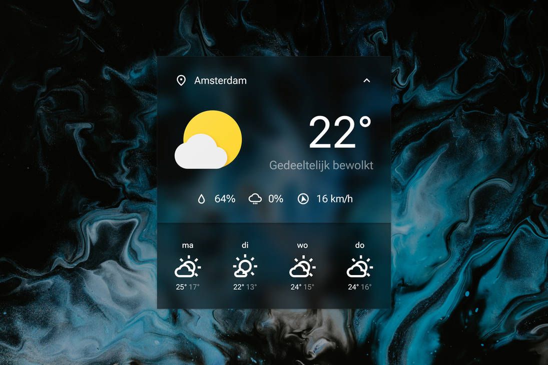 Sienna Weather skin for Rainmeter with a blurry card background