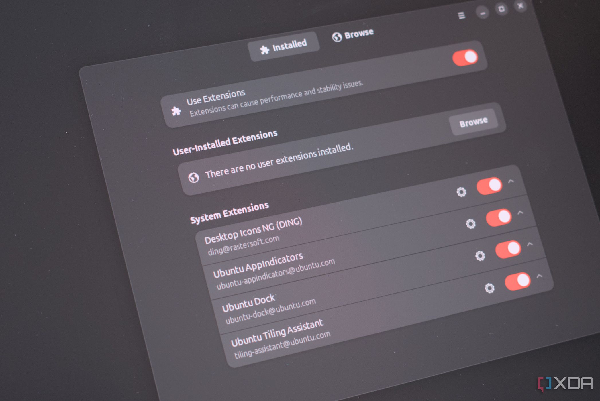 Ubuntu GNOME Extension Manager