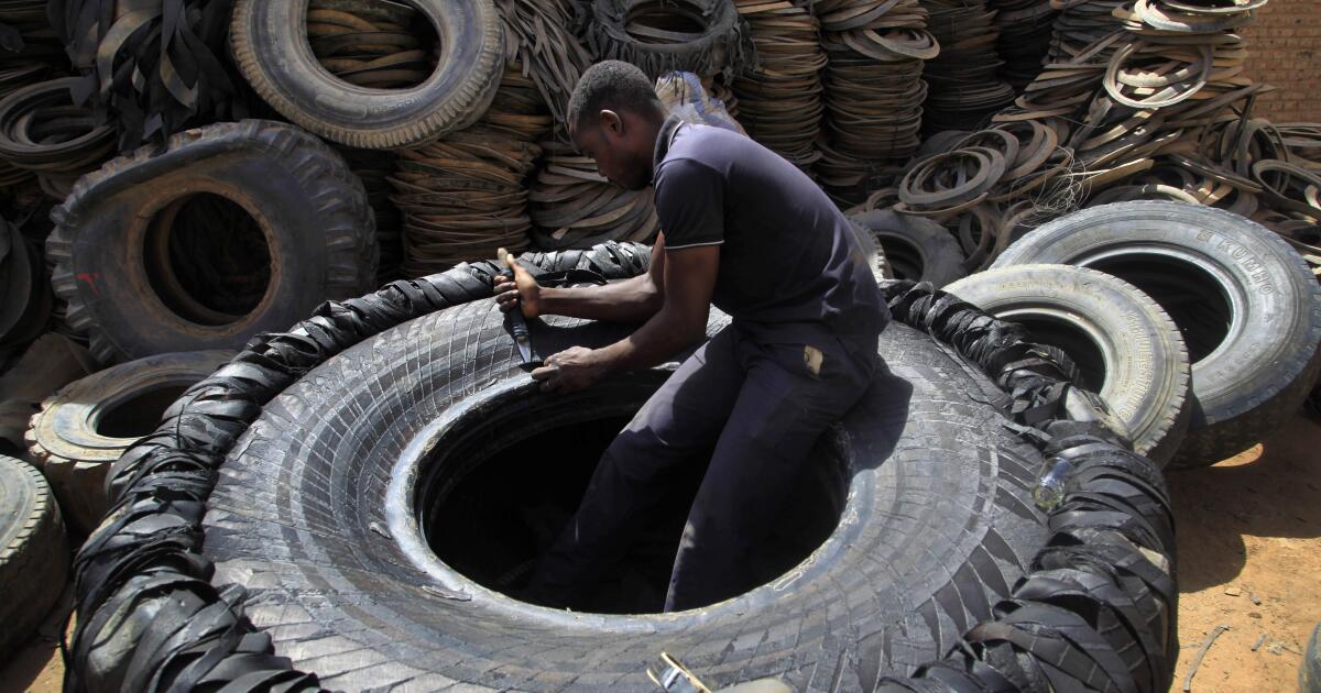 In South Sudan, artisans offer cheap footwear made from rubber tires