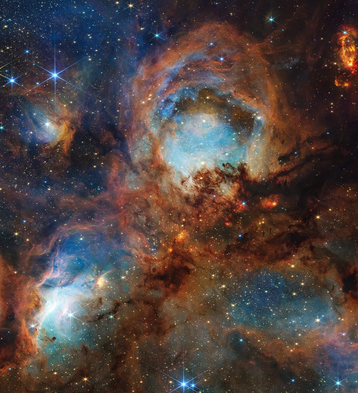 James Webb Space Telescope image of NGC 6334, the Cat's Paw Nebula. Credit: NASA, ESA, CSA, STScI