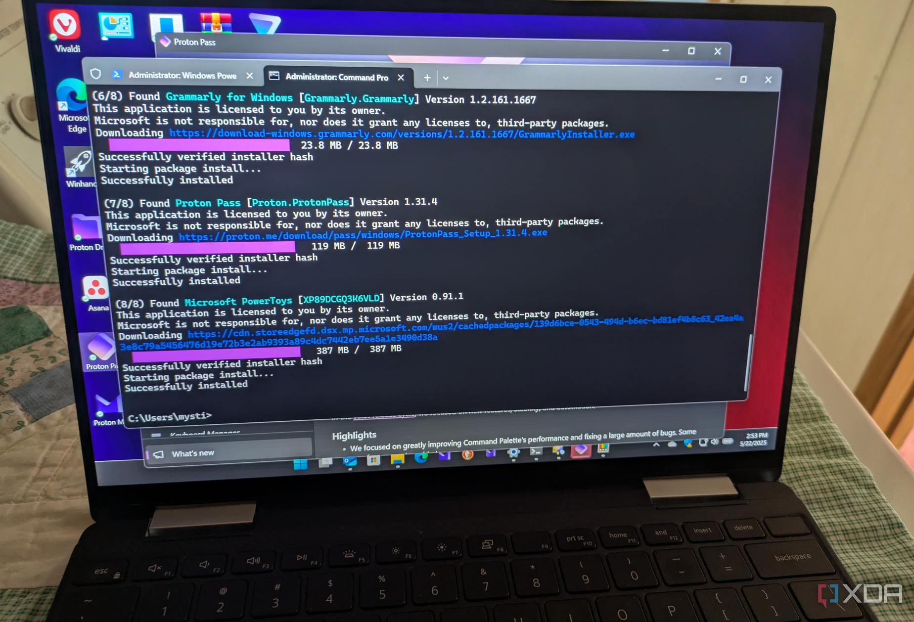 Windows 11 laptop updating apps via winget