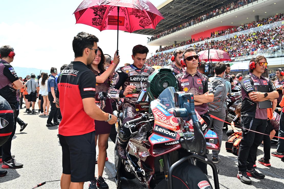 Marc Márquez on pole at a packed and sweltering Mugello circuit for the Italian MotoGP.
