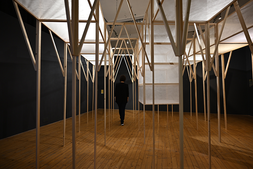 ryo yamada's site-specific timber installation visualizes future sea level at summerhall arts