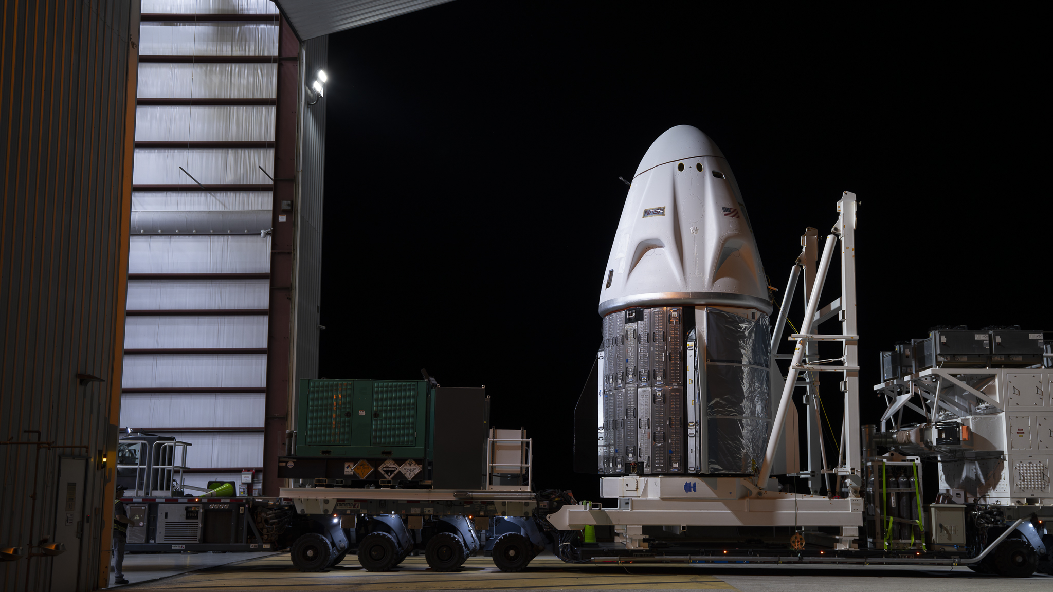 SpaceX Crew Dragon capsule ‘Endeavour’ arrives at pad ahead of July 31 astronaut launch (photos)