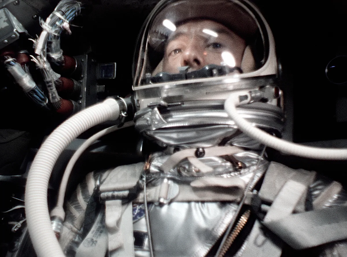 Alan Shepard is waiting atop his Mercury-Redstone rocket, to become the second human, and first American in space, 5th May, 1961. Credit: NASA / Andy Saunders
