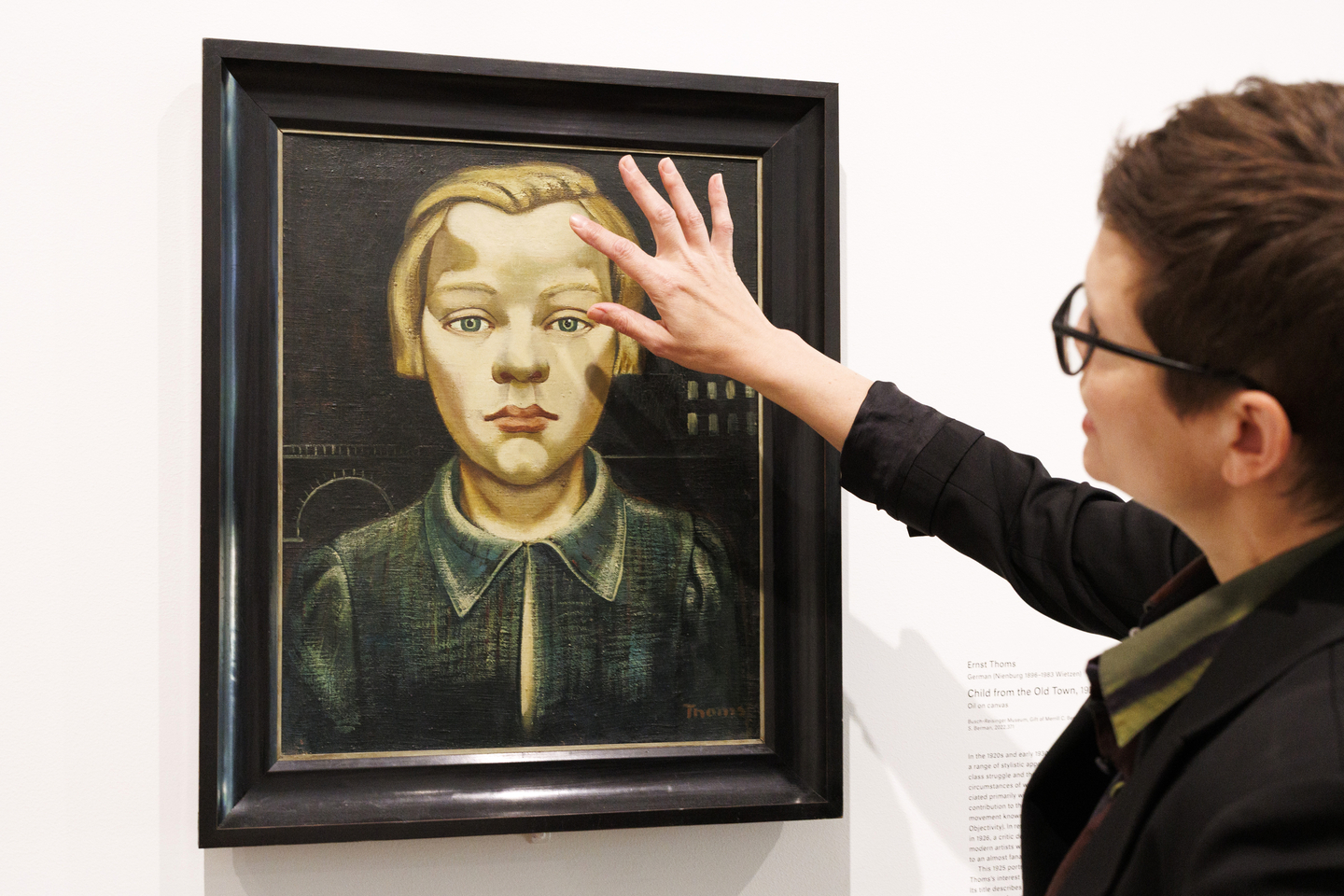 Lynette Roth, Daimler Curator of the Busch-Reisinger Museum, speaks about a favorite detail found in an object at the Harvard Art Museums at Harvard University. She is pictured in front of Child from the Old Town by Ernst Thoms.
