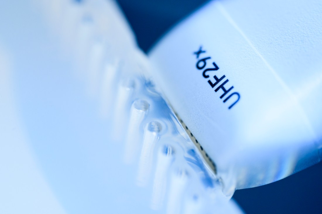 Close-up of microbubbles used in ultrasound immune therapy research.