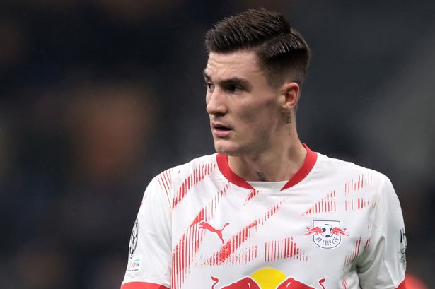 Benjamin Sesko in action for RB Leipzig.
