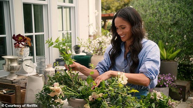 The Duchess of Sussex tends to her garden in With Love, Meghan - her Netflix series
