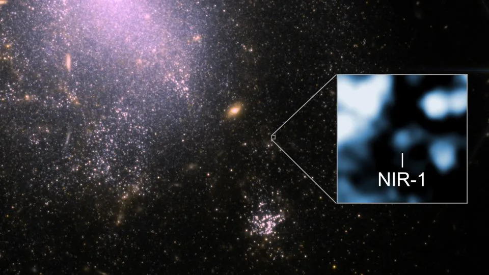 The Webb telescope captured an infrared image of the galaxy NGC 4141 and an object called NIR-1 that may be related to the burst. - NASA/ESA/CSA/CfA/Credit: NASA/ESA/CSA/CfA/P. Blan