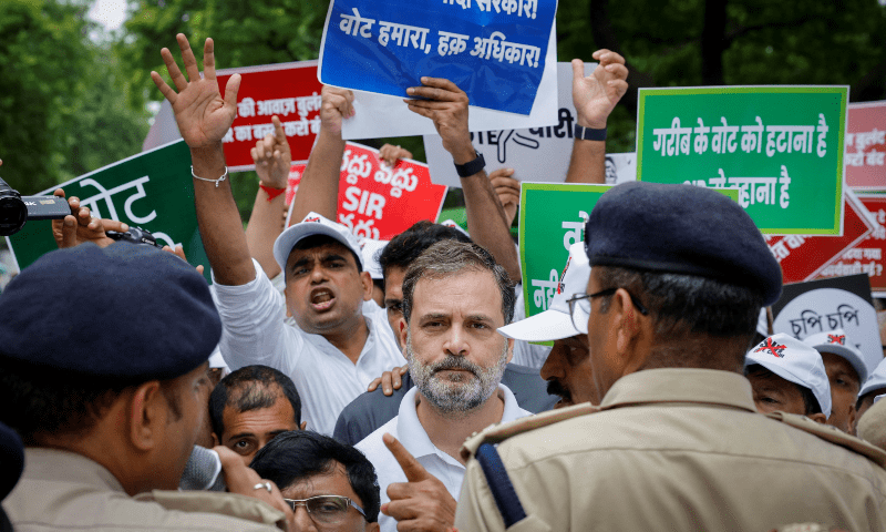 Rahul Gandhi, others briefly detained at New Delhi protest against Bihar electoral roll, ‘vote theft’ – World