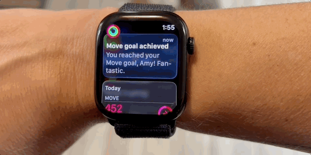 A demonstration of clearing notifications with the wrist flick gesture