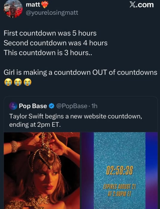 Taylor Swift sparks rumours for secret announcement with grand countdown