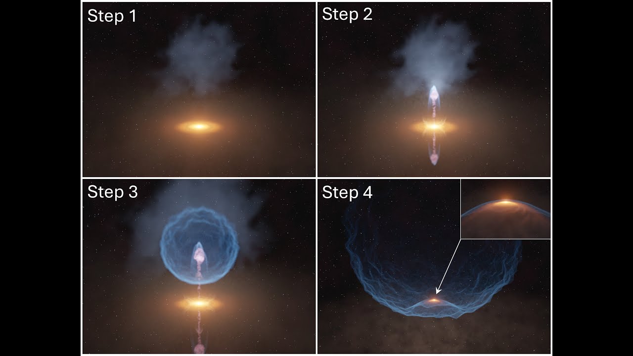 恒星ジェットが生む爆発に巻き込まれた原始惑星系円盤 - YouTube