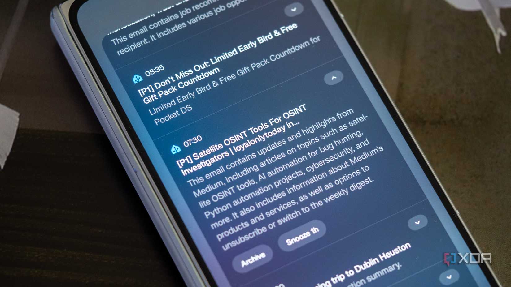 An email summary generated using a local LLM and Home Assistant