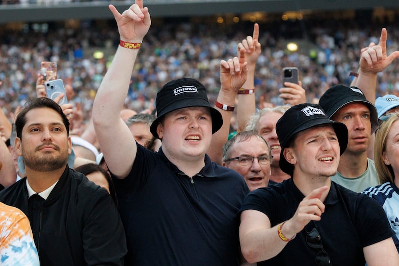 Fans of Oasis during the band's first gig at Croke Park. Photograph: Dan Dennison