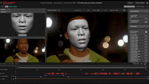 Flawless Editor software shows an actors performance being transformed into a different language by the DeepEditor software