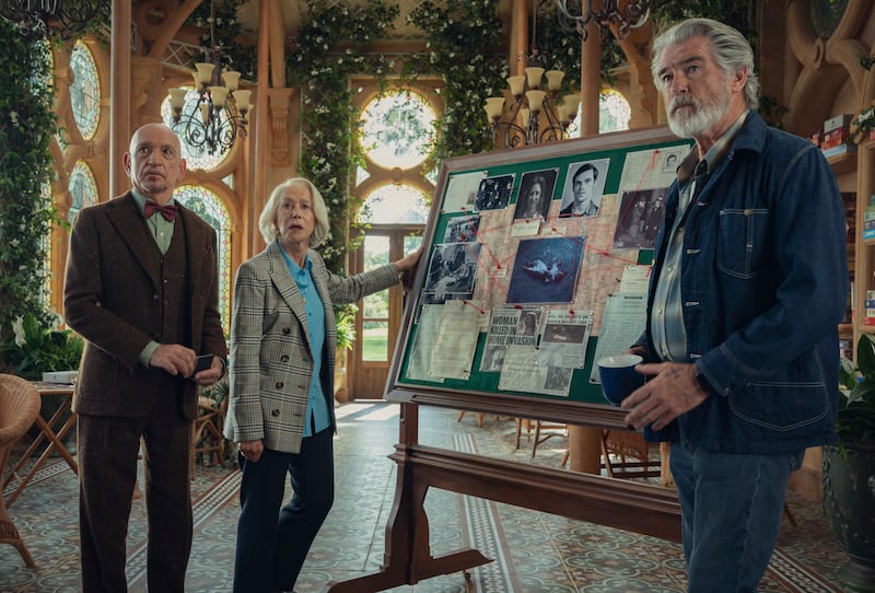 The Thursday Murder Club: Ben Kingsley, Helen Mirren and Pierce Brosnan. Photograph: Giles Keyte/Netflix